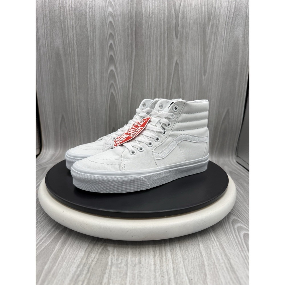 Vans Sk8-Hi True White Womens Size 7 Canvas Skateboard Sneakers Shoes